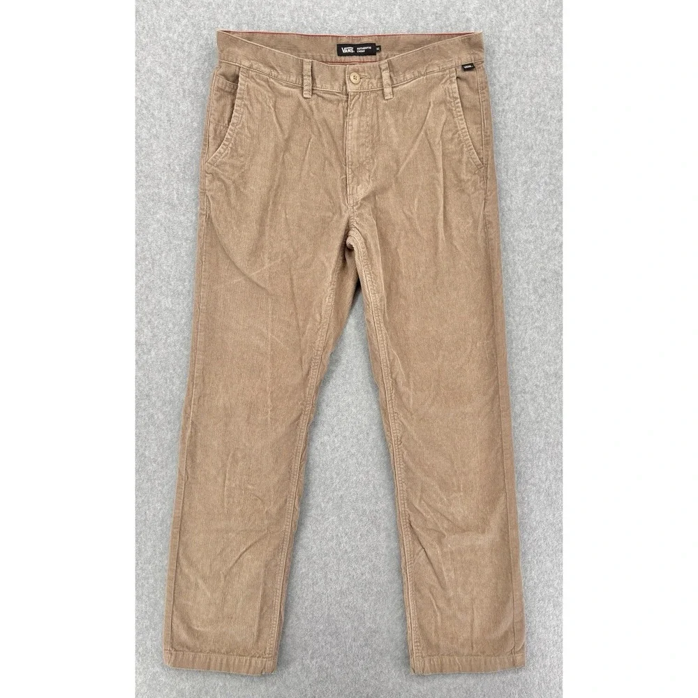 Vans Authentic Chino Relaxed Pants Mens 32 Tan Brown Corduroy Skate 100% Cotton